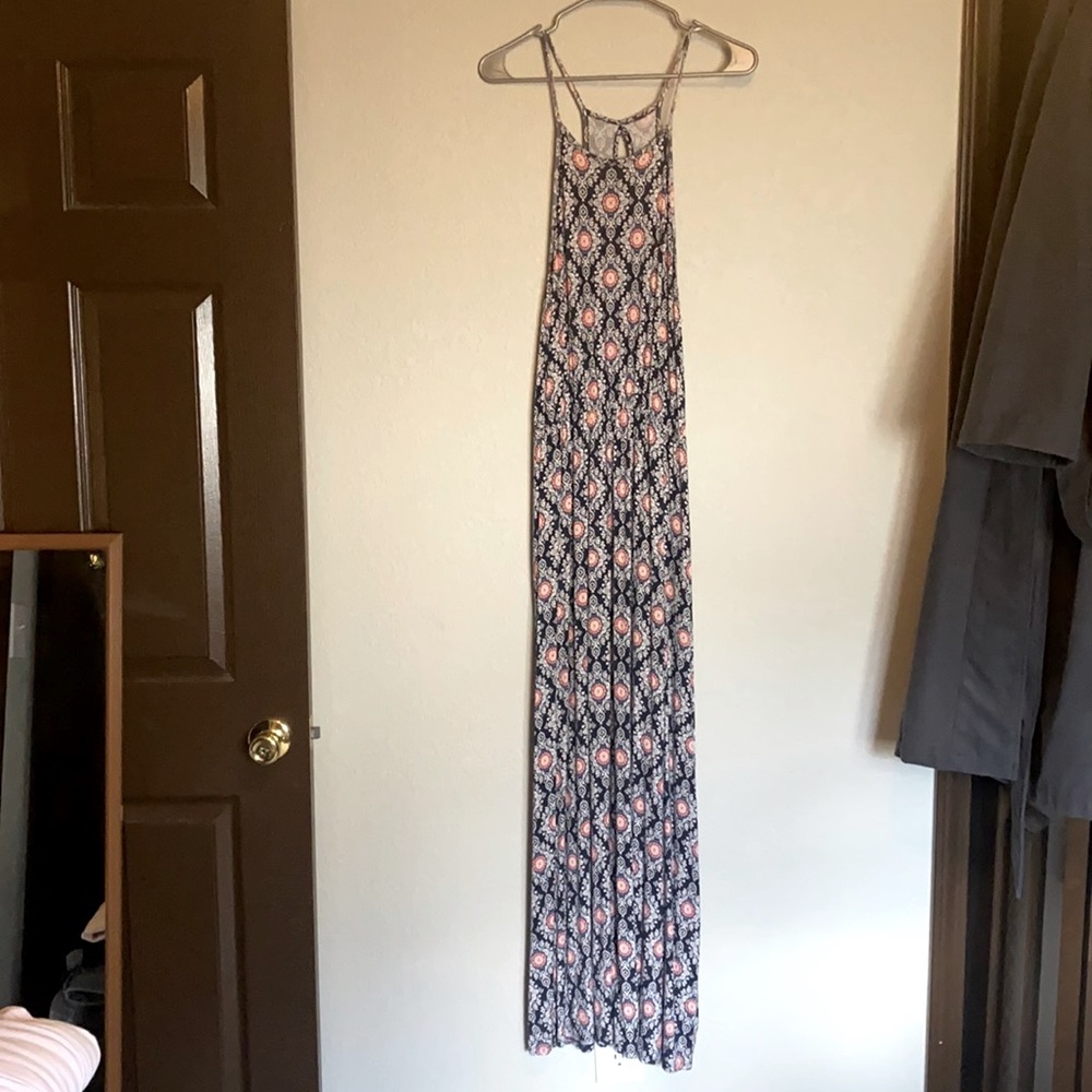 French Grey Pink and Blue Spaghetti Strap Sundress